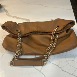 Tory Burch Tan Crossbody Bag with Chain Straps and Soft Leather